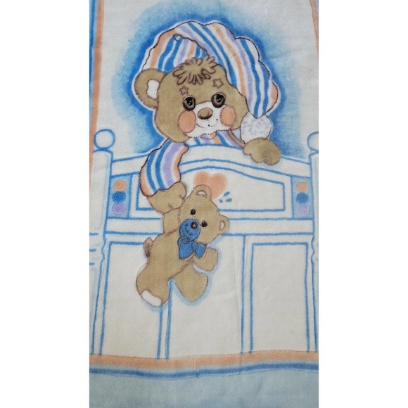 Vtg Teddy Bear Baby Blanket - Picture 2 of 3